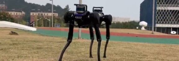 This robot dog learned to stand up after being knocked down
